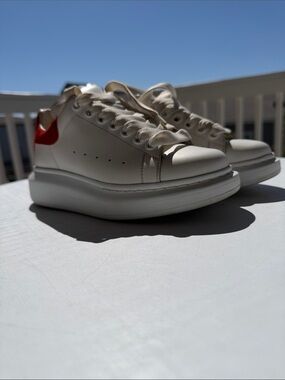 Alexander McQueen Oversized Sneakers In White/Lust Red. Sz EU 36.5 US 6.5